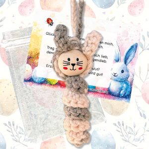 Glückswürmchen Sorgenwürmchen Hase Häschen beige braun