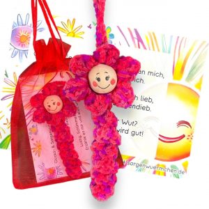 Glückswürmchen Sorgenwürmchen Blume "Rose"