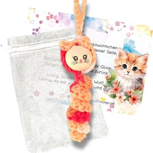 Glückswürmchen Sorgenwürmchen Katze Rot Braun