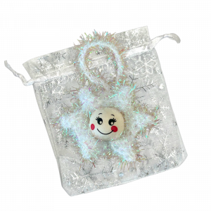 Schneeflocke Weihnachtsstern Anhänger gehäkelt in weiß glitzer glitter Weihnachten Ornament