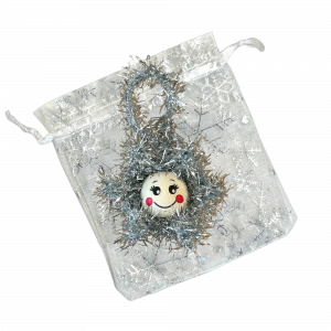 Schneeflocke Weihnachtsstern Stern Anhänger gehäkelt in silber glitzer glitter Weihnachten Ornament