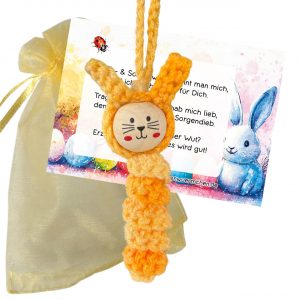 Glückswürmchen Sorgenwürmchen Hase Häschen gelb