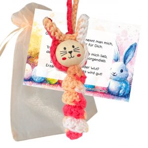 Glückswürmchen Sorgenwürmchen Hase rot braun