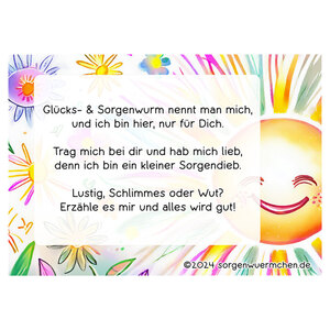 Karte für Sorgenwürmchen Glückswürmchen Spruchkarte